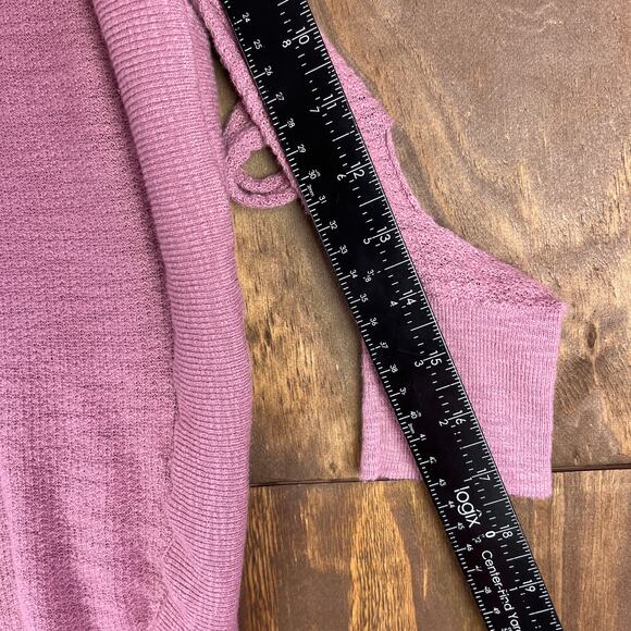 Express Womens Sweater Pink Knitted Cold Ladder Sleeve U Hem Small - Picture 10 of 13
